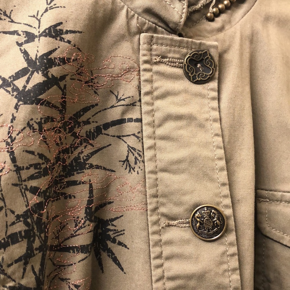 Torrid Olive Utility Jacket With Embroidered Deta… - image 3